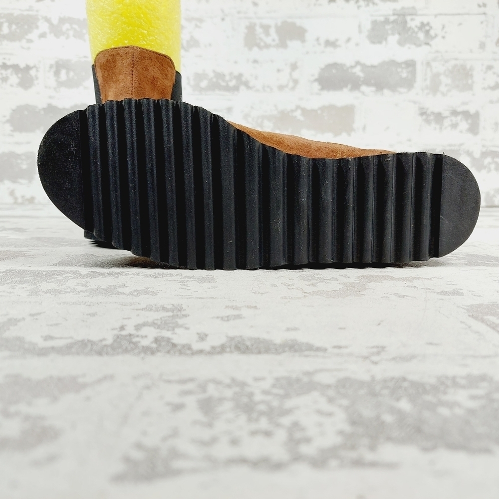 New Amalfi By Rangoni Brown Suede Pull On Chunky Sole Chelsea Boots W687 - Picture 8 of 12